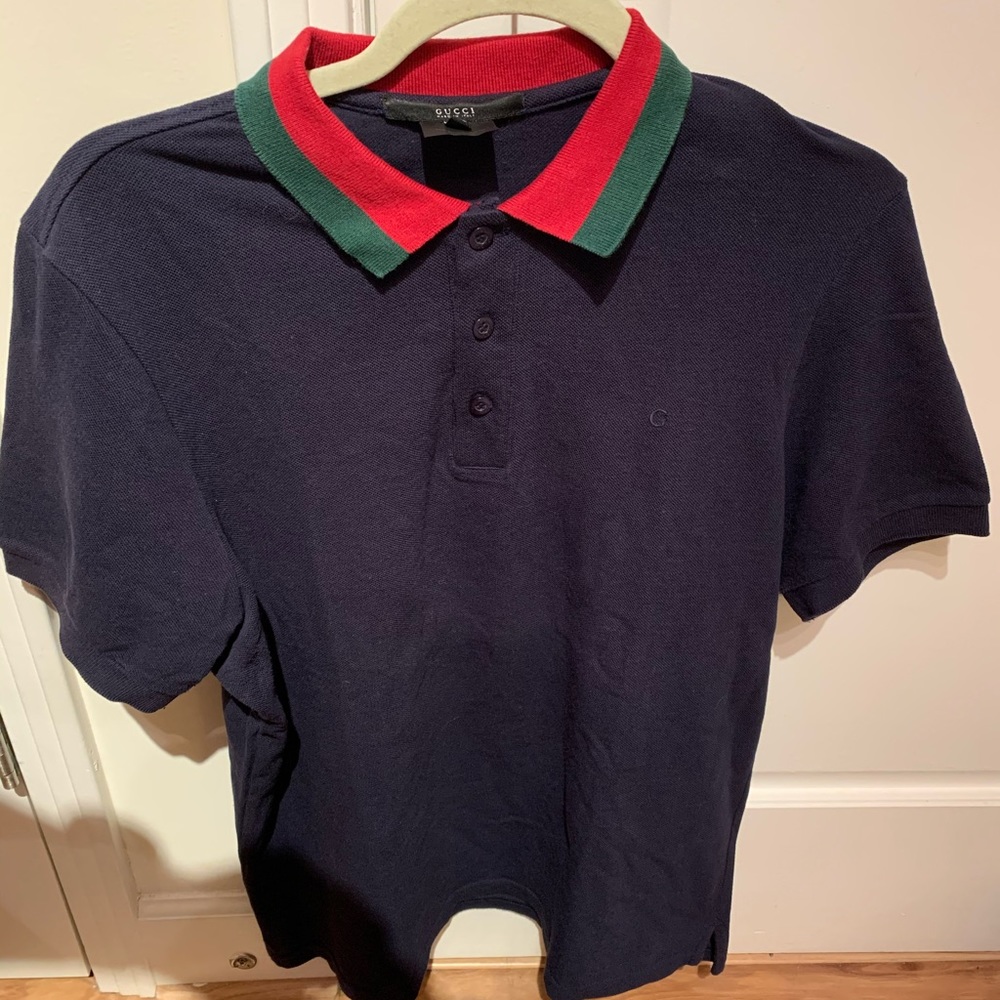 XL navy Gucci web polo - authentic